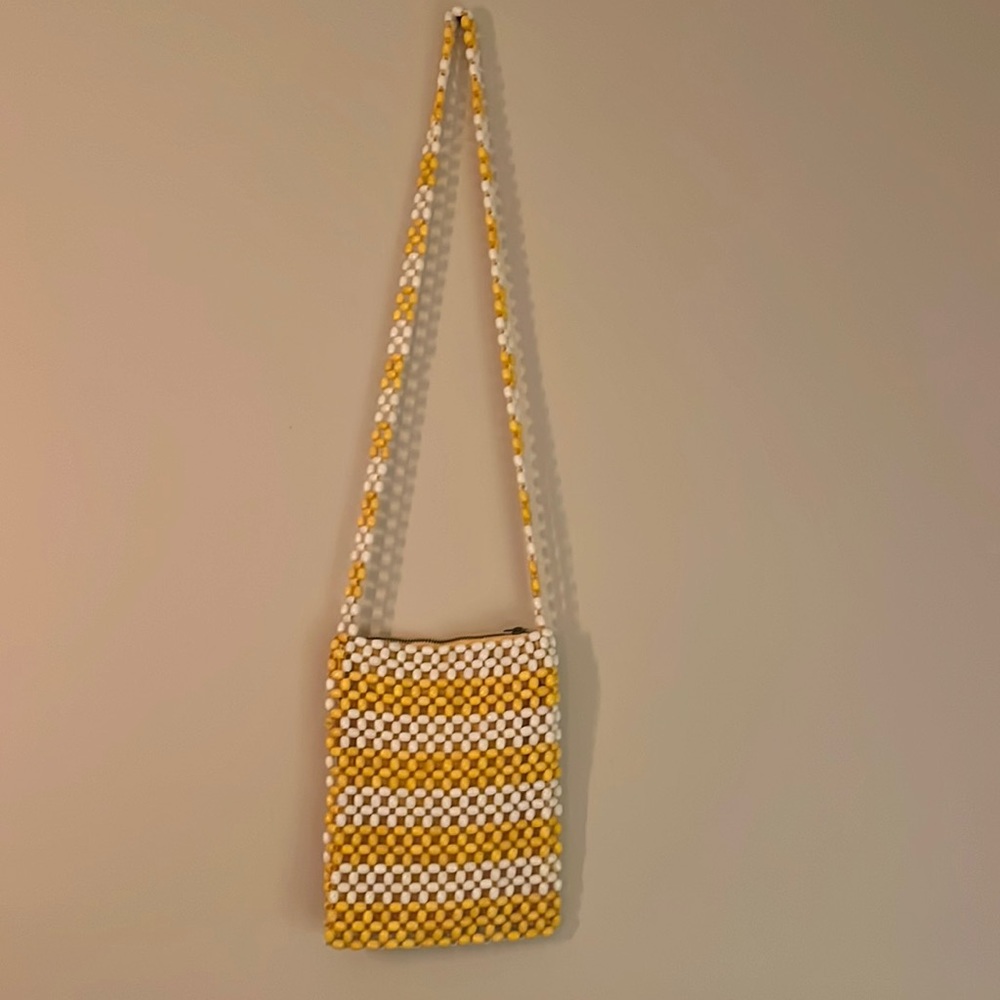 Topshop Beaded Yellow Crossbody Bag